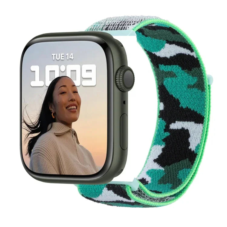 สายรัดนาฬิกาไนลอนแบบห่วง สำหรับ Apple Watch Series 7 45 มม. / 6&SE&5&4 44 มม. / 3&2&1 42 มม. และ 7 41 มม. / 6&SE&5&4 40 มม. / 3&2&1 38 มม.