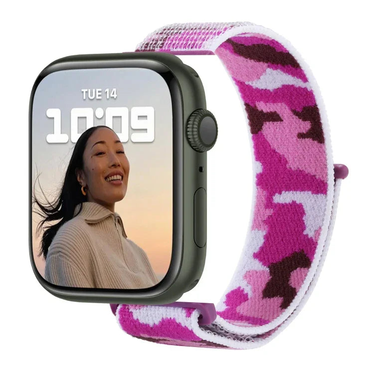 สายรัดนาฬิกาไนลอนแบบห่วง สำหรับ Apple Watch Series 7 45 มม. / 6&SE&5&4 44 มม. / 3&2&1 42 มม. และ 7 41 มม. / 6&SE&5&4 40 มม. / 3&2&1 38 มม.