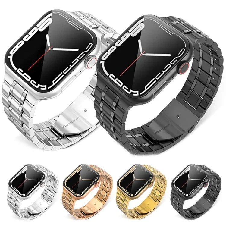 สายรัดนาฬิกาสแตนเลสสตีล 5 เม็ด สำหรับ Apple Watch Series, 7 45 มม. / 6&SE&5&4 44 มม. / 3&2&1 42 มม., 7 41 มม. / 6&SE&5&4 40 มม. / 3&2&1 38 มม.
