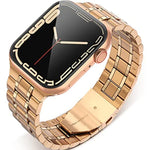 สายรัดนาฬิกาสแตนเลสสตีล 5 เม็ด สำหรับ Apple Watch Series, 7 45 มม. / 6&SE&5&4 44 มม. / 3&2&1 42 มม., 7 41 มม. / 6&SE&5&4 40 มม. / 3&2&1 38 มม.