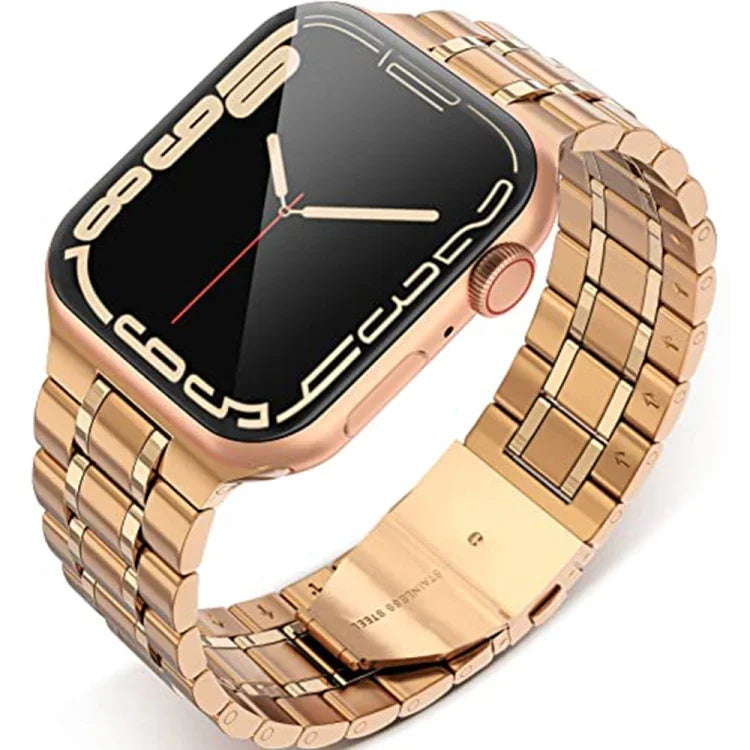 สายรัดนาฬิกาสแตนเลสสตีล 5 เม็ด สำหรับ Apple Watch Series, 7 45 มม. / 6&SE&5&4 44 มม. / 3&2&1 42 มม., 7 41 มม. / 6&SE&5&4 40 มม. / 3&2&1 38 มม.