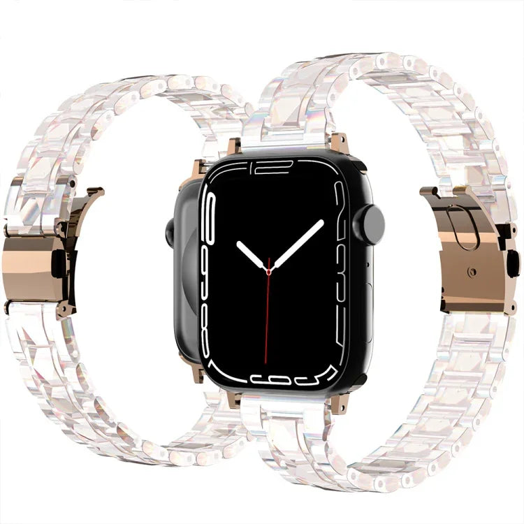 สายรัดนาฬิกาอะคริลิคชุบไฟฟ้า สำหรับ Apple Watch Series, 7 45 มม. / 6&SE&5&4 44 มม. / 3&2&1 42 มม., 7 41 มม. / 6&SE&5&4 40 มม. / 3&2&1 38 มม.