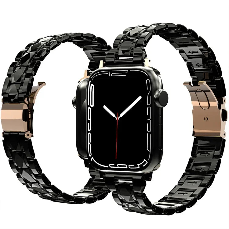 สายรัดนาฬิกาอะคริลิคชุบไฟฟ้า สำหรับ Apple Watch Series, 7 45 มม. / 6&SE&5&4 44 มม. / 3&2&1 42 มม., 7 41 มม. / 6&SE&5&4 40 มม. / 3&2&1 38 มม.