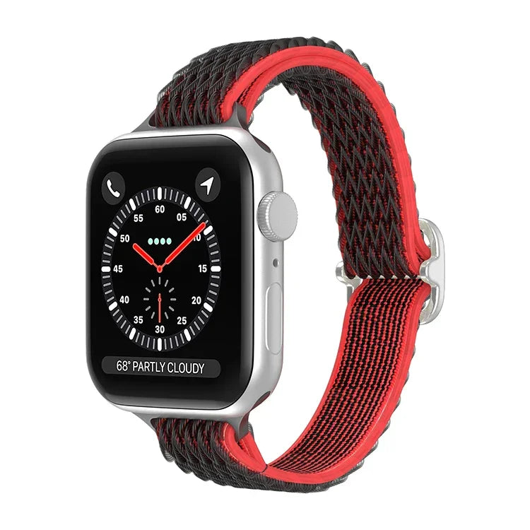 สายรัดนาฬิกาไนลอนเอวเล็กลายคลื่น สำหรับ Apple Watch Series, 7 45 มม. / 6&SE&5&4 44 มม. / 3&2&1 42 มม., 7 41 มม. / 6&SE&5&4 40 มม. / 3&2&1 38 มม.