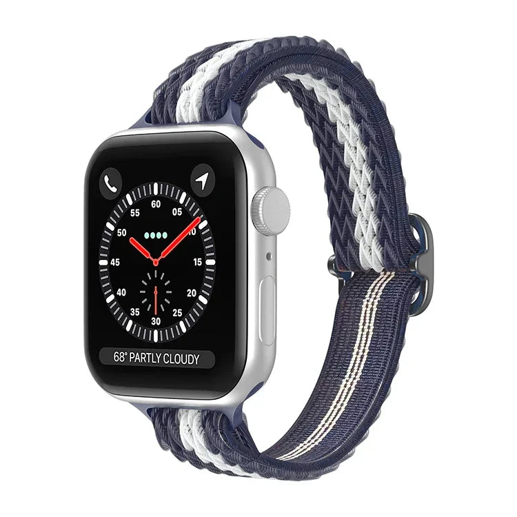สายรัดนาฬิกาไนลอนเอวเล็กลายคลื่น สำหรับ Apple Watch Series, 7 45 มม. / 6&SE&5&4 44 มม. / 3&2&1 42 มม., 7 41 มม. / 6&SE&5&4 40 มม. / 3&2&1 38 มม.