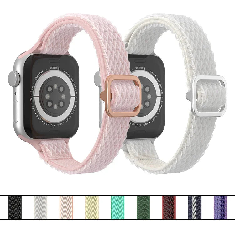 สายรัดนาฬิกาไนลอนเอวเล็กลายคลื่น สำหรับ Apple Watch Series, 7 45 มม. / 6&SE&5&4 44 มม. / 3&2&1 42 มม., 7 41 มม. / 6&SE&5&4 40 มม. / 3&2&1 38 มม.