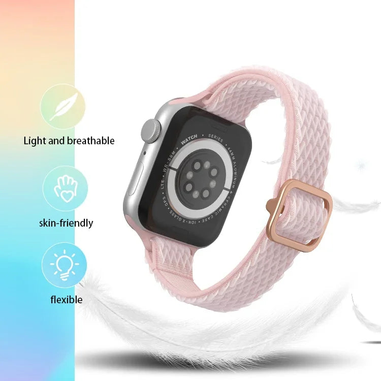 สายรัดนาฬิกาไนลอนเอวเล็กลายคลื่น สำหรับ Apple Watch Series, 7 45 มม. / 6&SE&5&4 44 มม. / 3&2&1 42 มม., 7 41 มม. / 6&SE&5&4 40 มม. / 3&2&1 38 มม.