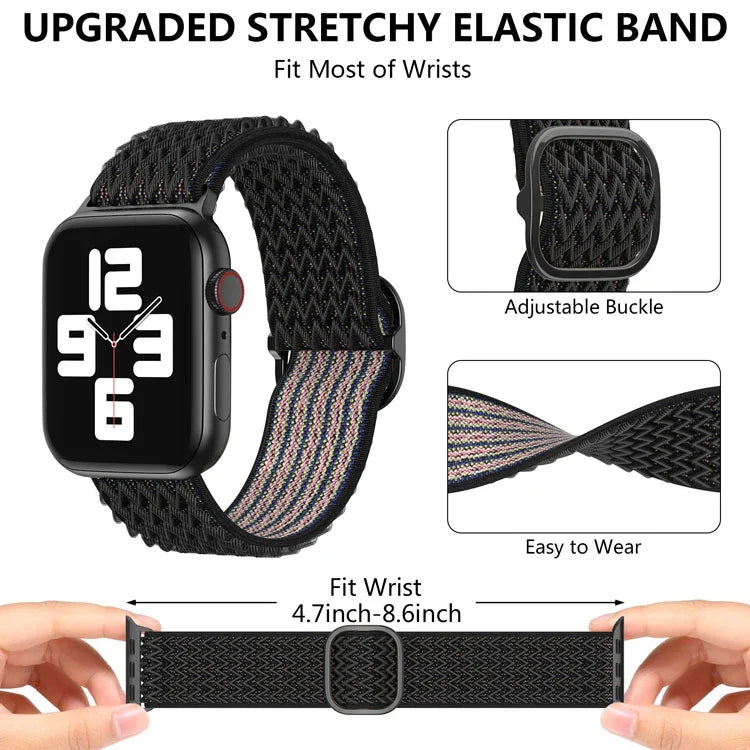 สายรัดนาฬิกาไนลอนลายคลื่น สำหรับ Apple Watch Series, 7 45 มม. / 6&SE&5&4 44 มม. / 3&2&1 42 มม., 7 41 มม. / 6&SE&5&4 40 มม. / 3&2&1 38 มม.