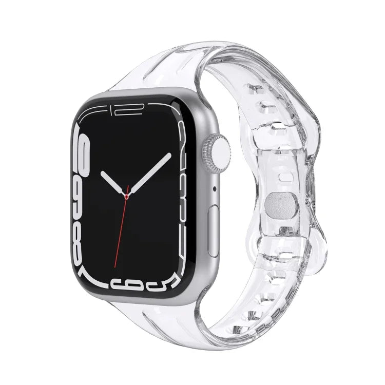 สายรัดนาฬิกา TPU แบบหัวเข็มขัด 8 ตัว สำหรับ Apple Watch Series, 7 45 มม. / 6&SE&5&4 44 มม. / 3&2&1 42 มม., 7 41 มม. / 6&SE&5&4 40 มม. / 3&2&1 38 มม.