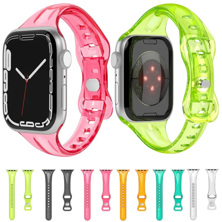 สายรัดนาฬิกา TPU แบบหัวเข็มขัด 8 ตัว สำหรับ Apple Watch Series, 7 45 มม. / 6&SE&5&4 44 มม. / 3&2&1 42 มม., 7 41 มม. / 6&SE&5&4 40 มม. / 3&2&1 38 มม.