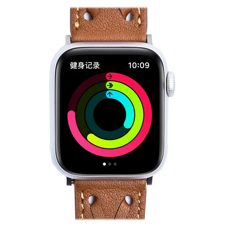 สายรัดนาฬิกาหนังแท้ถัก สำหรับ Apple Watch Series, 7 45 มม. / 6&SE&5&4 44 มม. / 3&2&1 42 มม., 7 41 มม. / 6&SE&5&4 40 มม. / 3&2&1 38 มม.