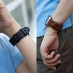 สายรัดนาฬิกาหนังแท้ถัก สำหรับ Apple Watch Series, 7 45 มม. / 6&SE&5&4 44 มม. / 3&2&1 42 มม., 7 41 มม. / 6&SE&5&4 40 มม. / 3&2&1 38 มม.