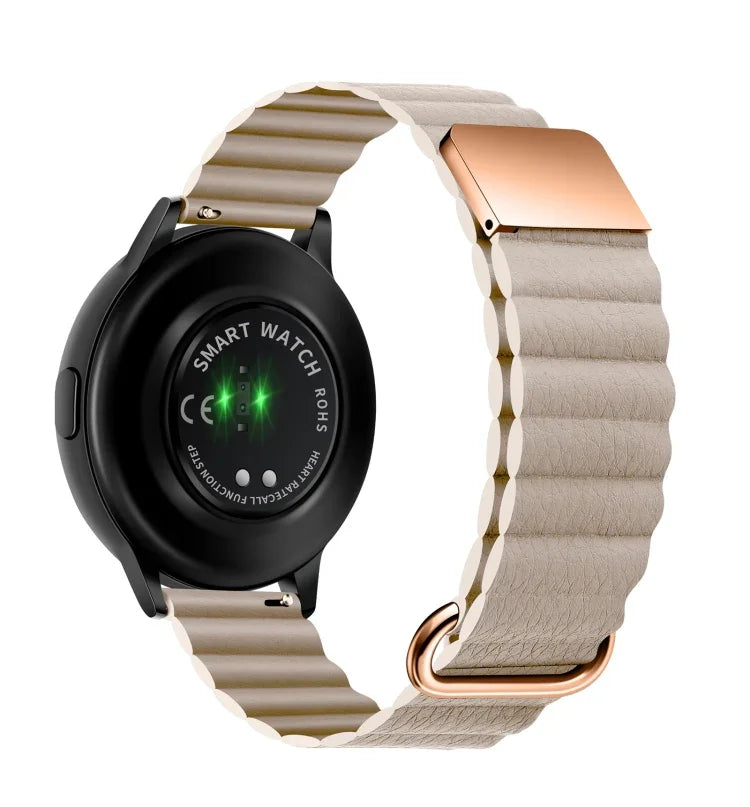 Magnetic Buckle Leather Watch Band, 20mm For Samsung Galaxy Watch3 41mm, 20mm For Samsung Galaxy Watch3 45mm, 22mm For Samsung Galaxy Watch3 41mm, 22mm For Samsung Galaxy Watch3 45mm