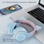 BT029C RGB หูฟังบลูทูธไร้สายรูปหูแมวสองโหมด
