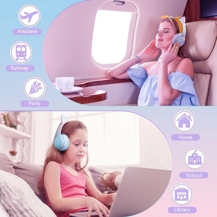 BT029C RGB หูฟังบลูทูธไร้สายรูปหูแมวสองโหมด