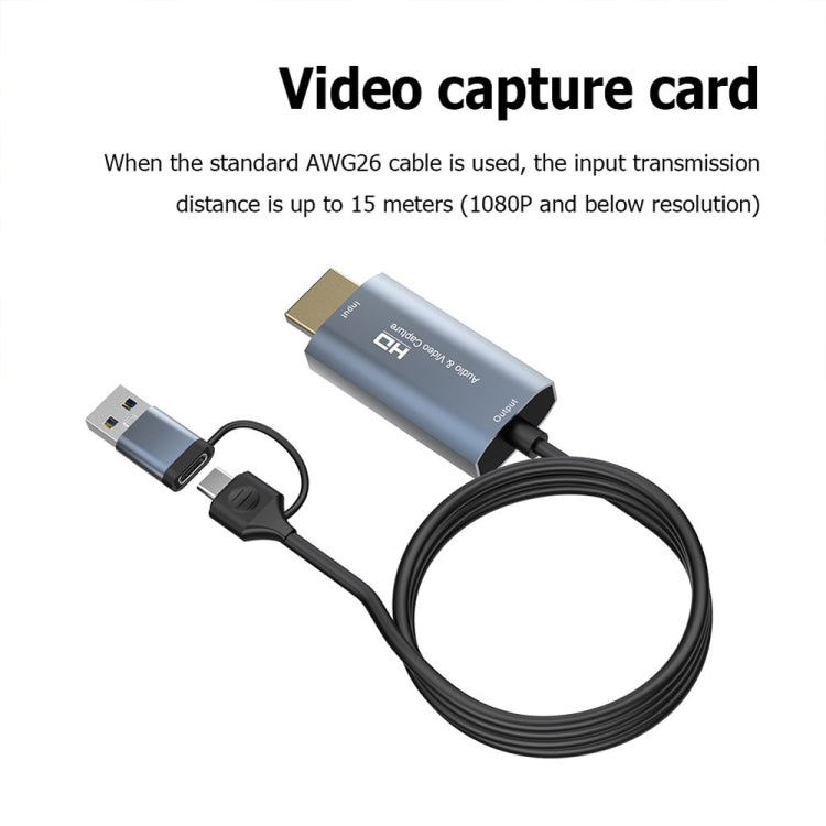 Z36 การ์ดจับภาพวิดีโอ HDMI/M เป็น USB-Type C/M ความยาว: 2m, Z36