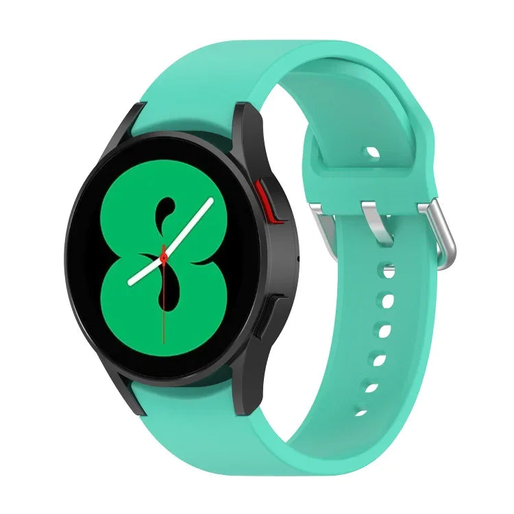 สายรัดนาฬิกาซิลิโคนแท้ หัวเข็มขัดกลมสีเงิน สำหรับ Samsung Galaxy Watch 5 44mm