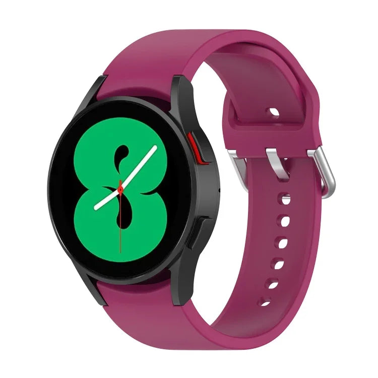 สายรัดนาฬิกาซิลิโคนแท้ หัวเข็มขัดกลมสีเงิน สำหรับ Samsung Galaxy Watch 5 44mm