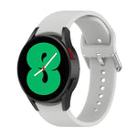 สายรัดนาฬิกาซิลิโคนแท้ หัวเข็มขัดกลมสีเงิน สำหรับ Samsung Galaxy Watch 5 44mm