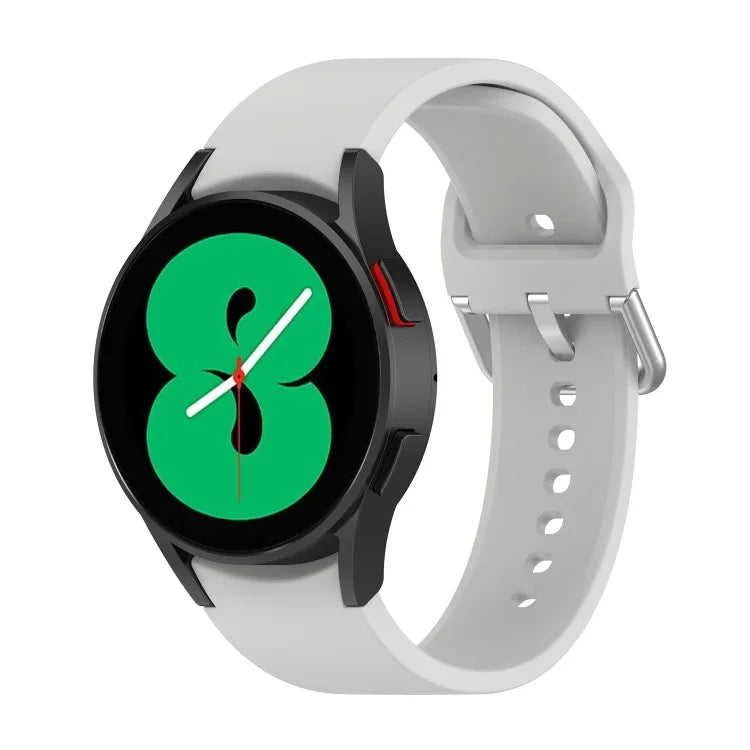 สายรัดนาฬิกาซิลิโคนแท้ หัวเข็มขัดกลมสีเงิน สำหรับ Samsung Galaxy Watch 5 44mm