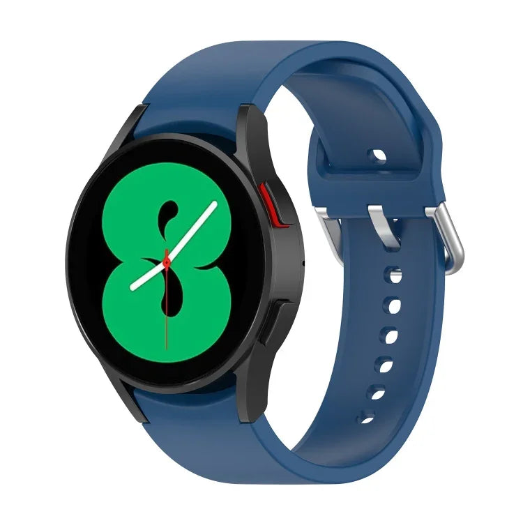 สายรัดนาฬิกาซิลิโคนแท้ หัวเข็มขัดกลมสีเงิน สำหรับ Samsung Galaxy Watch 5 44mm