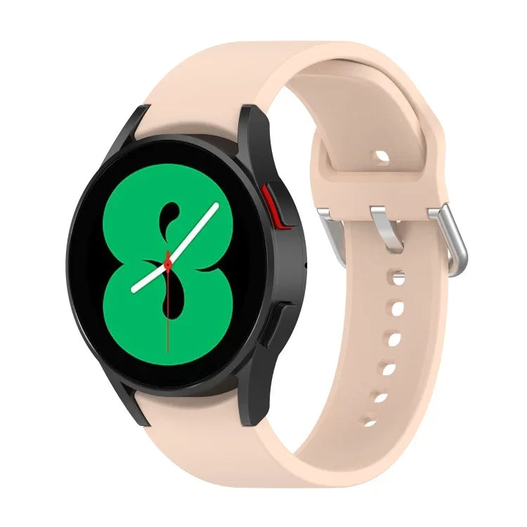 สายรัดนาฬิกาซิลิโคนแท้ หัวเข็มขัดกลมสีเงิน สำหรับ Samsung Galaxy Watch 5 44mm