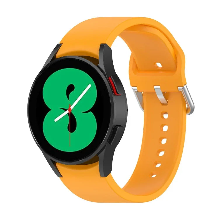 สายรัดนาฬิกาซิลิโคนแท้ หัวเข็มขัดกลมสีเงิน สำหรับ Samsung Galaxy Watch 5 44mm