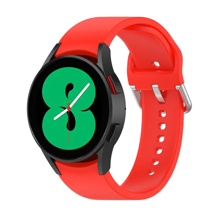 สายรัดนาฬิกาซิลิโคนแท้ หัวเข็มขัดกลมสีเงิน สำหรับ Samsung Galaxy Watch 5 44mm