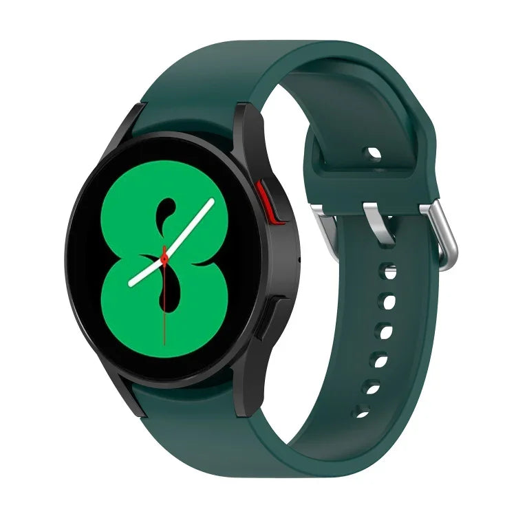 สายรัดนาฬิกาซิลิโคนแท้ หัวเข็มขัดกลมสีเงิน สำหรับ Samsung Galaxy Watch 5 44mm
