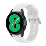 สายรัดนาฬิกาซิลิโคนแท้ หัวเข็มขัดกลมสีเงิน สำหรับ Samsung Galaxy Watch 5 44mm