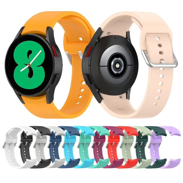 สายรัดนาฬิกาซิลิโคนแท้ หัวเข็มขัดกลมสีเงิน สำหรับ Samsung Galaxy Watch 5 44mm