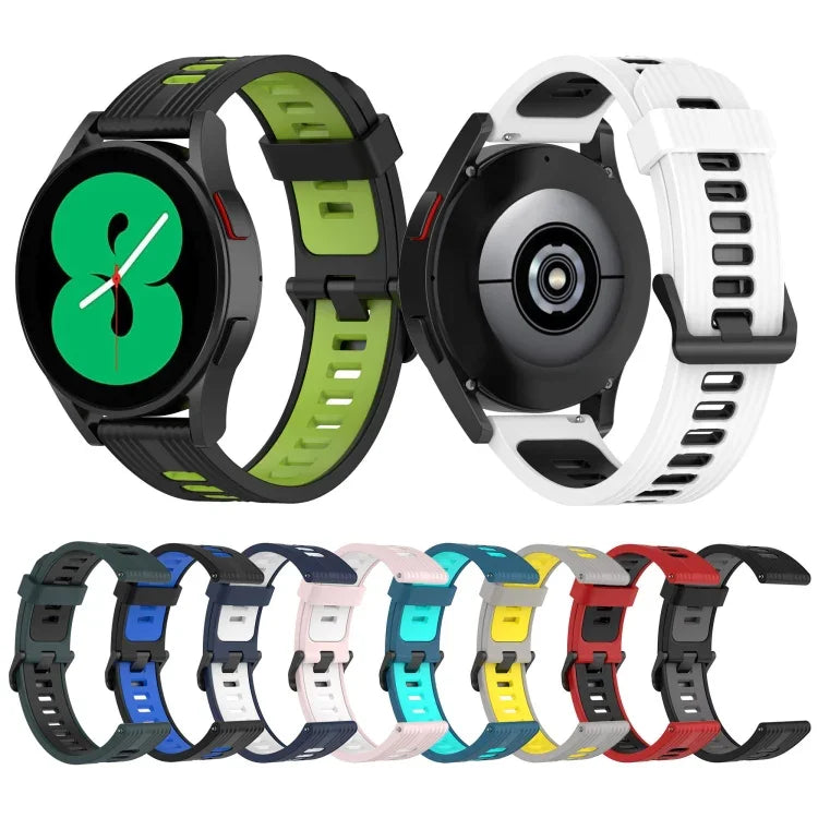 สายรัดนาฬิกาซิลิโคนลายเส้นสองสี 20mm สำหรับ Samsung Galaxy Watch 5 40mm, สำหรับ Samsung Galaxy Watch 5 44mm, สำหรับ Samsung Galaxy Watch 5 Pro 45mm