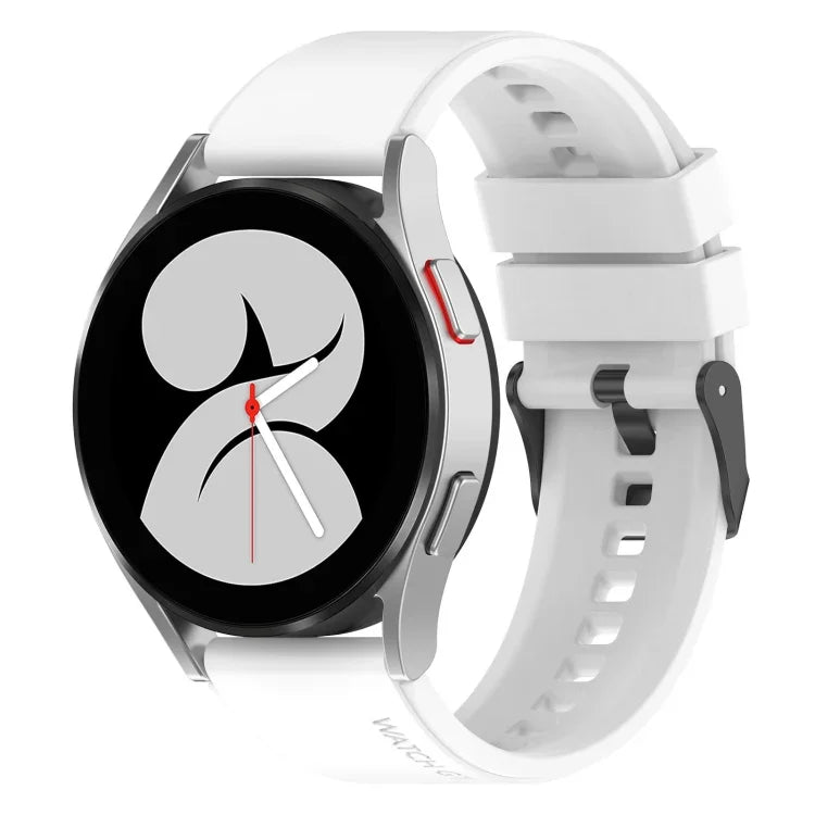 สายซิลิโคนแบบขั้นตอนพร้อมหัวเข็มขัดสีดำ 20 มม. สำหรับ Samsung Galaxy Watch 5 40 มม., สำหรับ Samsung Galaxy Watch 5 44 มม., สำหรับ Samsung Galaxy Watch 5 Pro 45 มม.