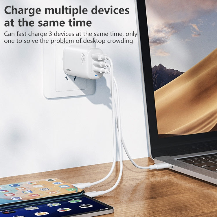 REMAX RP-U55 Territory Series ที่ชาร์จเร็ว 65W USB + USB-C คู่ / Type-C, ปลั๊ก EU, ปลั๊ก UK, ปลั๊ก CN