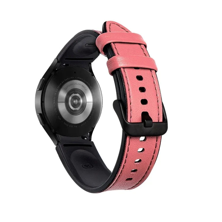 สายซิลิโคน + หนัง พร้อมหัวเข็มขัดสีดำ สำหรับ Samsung Galaxy Watch5 Pro 45 มม./5 44 มม./5 40 มม.