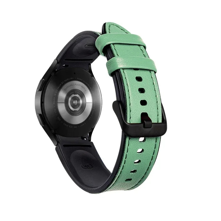 Silicone + Leather Black Buckle Watch Band, For Samsung Galaxy Watch5 Pro 45mm/5 44mm/5 40mm