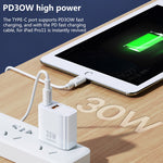 REMAX RP-U82 ชาร์จเร็ว 30W USB+USB-C/Type-C สองพอร์ต อินเตอร์เฟซคู่ ปลั๊ก CN, ปลั๊ก UK, ปลั๊ก US
