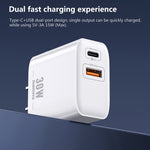 REMAX RP-U82 ชาร์จเร็ว 30W USB+USB-C/Type-C สองพอร์ต อินเตอร์เฟซคู่ ปลั๊ก CN, ปลั๊ก UK, ปลั๊ก US