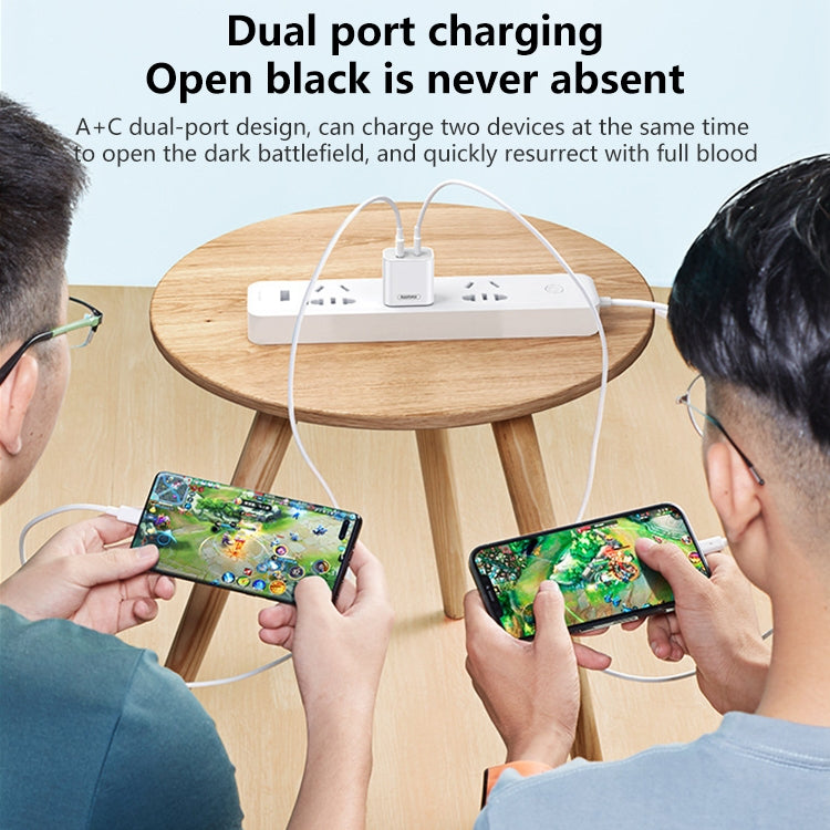 REMAX RP-U68 ชุดชาร์จเร็ว 20W USB+USB-C/Type-C สองพอร์ต อินเตอร์เฟซคู่ ปลั๊ก CN, ปลั๊ก EU, ปลั๊ก UK, ปลั๊ก US