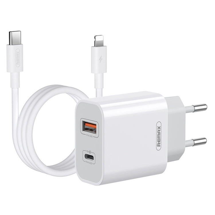 REMAX RP-U68 ชุดชาร์จเร็ว 20W USB+USB-C/Type-C สองพอร์ต อินเตอร์เฟซคู่ ปลั๊ก CN, ปลั๊ก EU, ปลั๊ก UK, ปลั๊ก US
