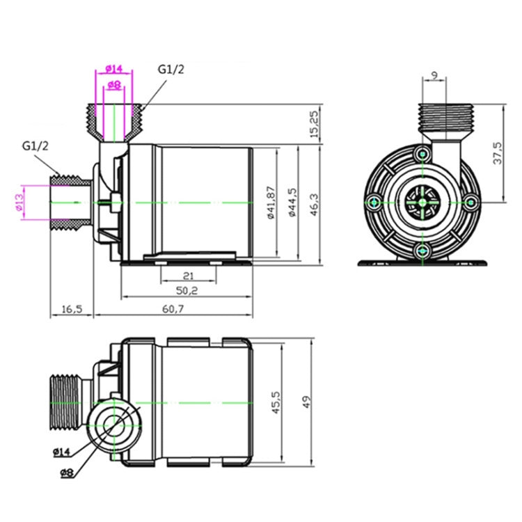 ปั๊มจุ่มมอเตอร์ไร้แปรงถ่าน DC12V ยกน้ำสูง 5.5 ม., DC24V ยกน้ำสูง 5.5 ม.