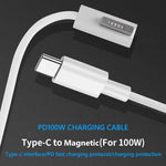 สายชาร์จ 100W 5 พิน MagSafe 1 (รูปตัว L) เป็น USB-C / Type-C PD ความยาวสาย: 1.8m, MagSafe 1 (รูปตัว L)