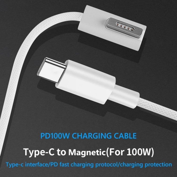 สายชาร์จ 100W 5 พิน MagSafe 1 (รูปตัว L) เป็น USB-C / Type-C PD ความยาวสาย: 1.8m, MagSafe 1 (รูปตัว L)