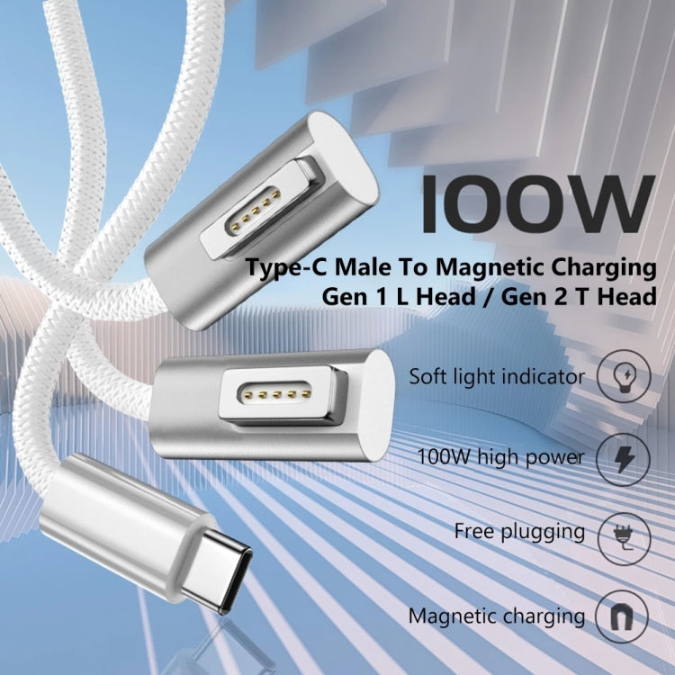 สายชาร์จ 100W 5 พิน MagSafe 2 (รูปตัว T) เป็น USB-C / Type-C PD ความยาวสาย: 1.8m, MagSafe 2 (รูปตัว T)