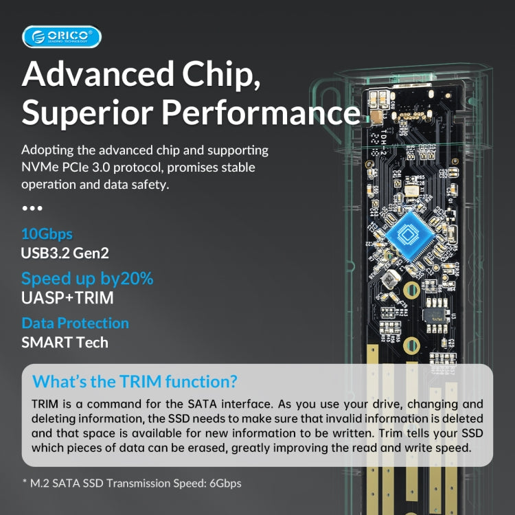 กล่องใส่ M.2 SATA SSD ORICO-USB3.1 Gen1 Type-C 6Gbps