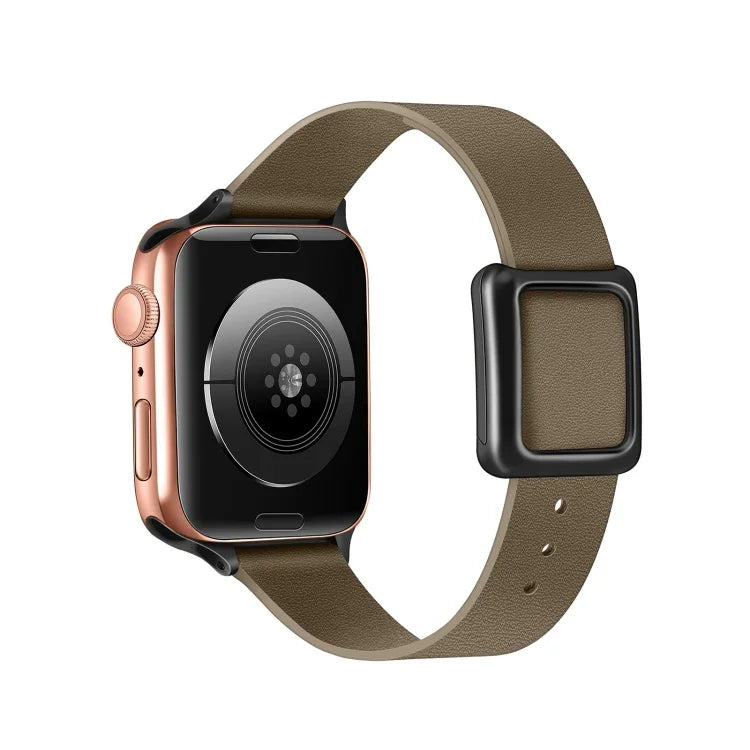 สายรัดนาฬิกาหัวเข็มขัดแม่เหล็กสีดำสี่เหลี่ยม สำหรับ Apple Watch Series, 7 45 มม. / 6&SE&5&4 44 มม. / 3&2&1 42 มม., 7 41 มม. / 6&SE&5&4 40 มม. / 3&2&1 38 มม.