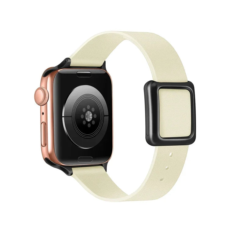 สายรัดนาฬิกาหัวเข็มขัดแม่เหล็กสีดำสี่เหลี่ยม สำหรับ Apple Watch Series, 7 45 มม. / 6&SE&5&4 44 มม. / 3&2&1 42 มม., 7 41 มม. / 6&SE&5&4 40 มม. / 3&2&1 38 มม.