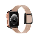 สายรัดนาฬิกาหัวเข็มขัดแม่เหล็กสีดำสี่เหลี่ยม สำหรับ Apple Watch Series, 7 45 มม. / 6&SE&5&4 44 มม. / 3&2&1 42 มม., 7 41 มม. / 6&SE&5&4 40 มม. / 3&2&1 38 มม.