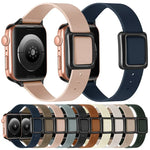 สายรัดนาฬิกาหัวเข็มขัดแม่เหล็กสีดำสี่เหลี่ยม สำหรับ Apple Watch Series, 7 45 มม. / 6&SE&5&4 44 มม. / 3&2&1 42 มม., 7 41 มม. / 6&SE&5&4 40 มม. / 3&2&1 38 มม.