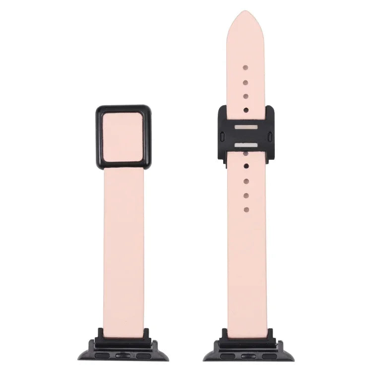 สายรัดนาฬิกาหัวเข็มขัดแม่เหล็กสีดำสี่เหลี่ยม สำหรับ Apple Watch Series, 7 45 มม. / 6&SE&5&4 44 มม. / 3&2&1 42 มม., 7 41 มม. / 6&SE&5&4 40 มม. / 3&2&1 38 มม.